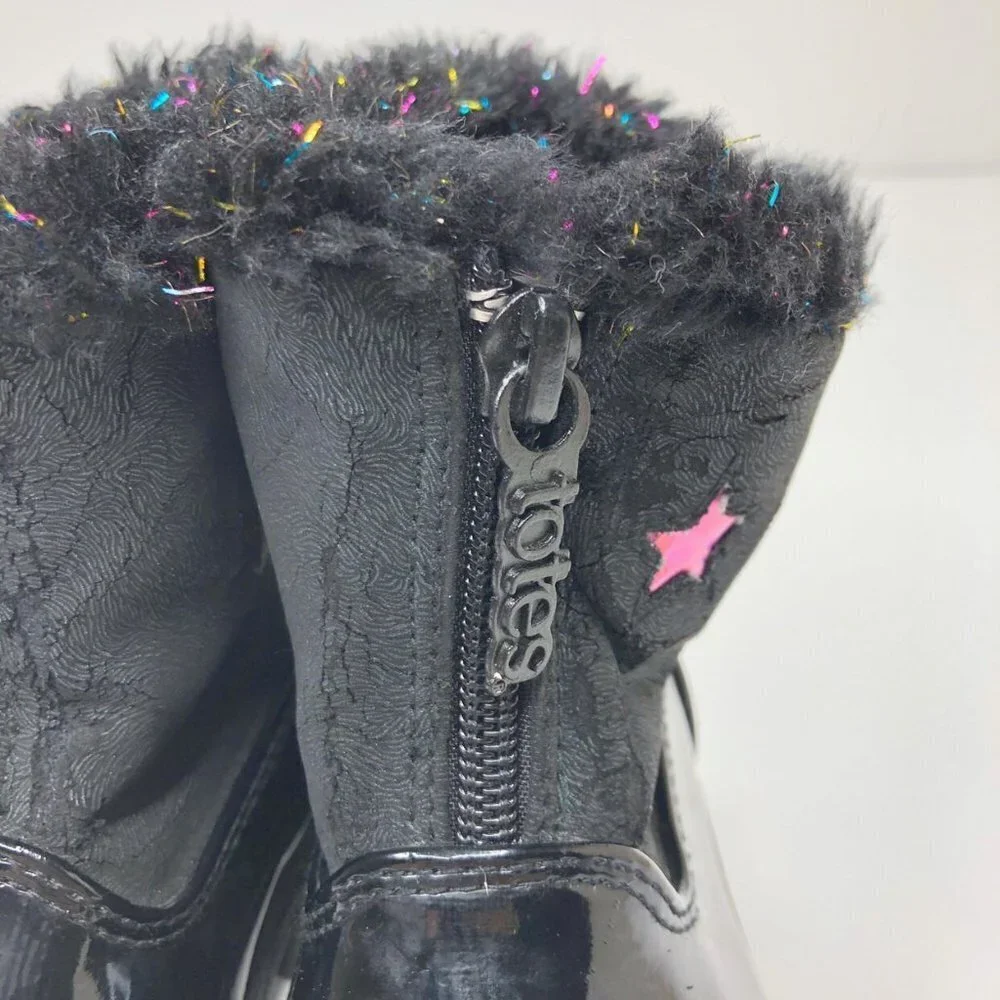 Totes Black Tinsel Faux Fur Boots